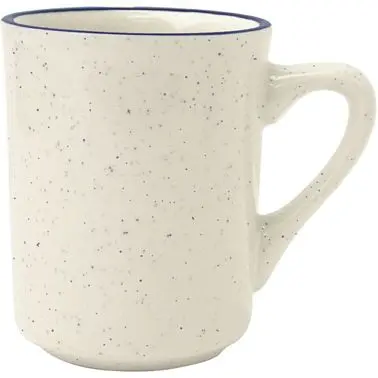 International Quick-Release Tableware Danube Stoneware Blue Toledo Mug (8.5oz), American Cream Blue Band and Speckles, Qua...
