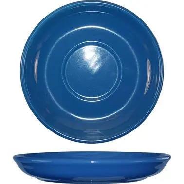 International Recyclable Tableware Cancun Stoneware Light Royal Blue Latte Saucer 6-1/8", Light Blue, Quantity: 24 pi...