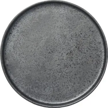 International Ribbed Tableware Alloy Stoneware Carbon Black 1/2" Deep Plate 8-1/4", Carbon Black Reactive Glaze,...