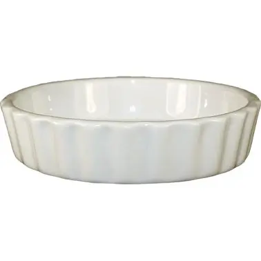 International Safety Tableware Bakeware Stoneware Fluted Round Crème Brûlée (5oz), American White (Ivory, Eggshell, Cre...
