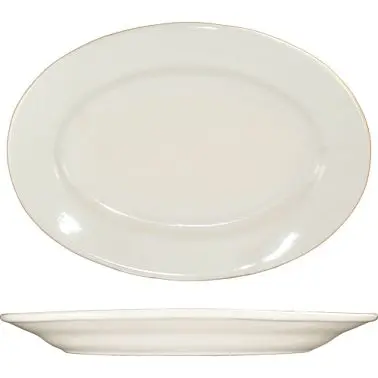 International Safety Tableware Roma Stoneware Platter 10-3/8" x 7-1/4", American Ivory (Ivory, Eggshell, Cream),...