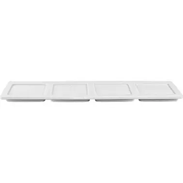 International Serrated Tableware Porcelain Rectangular 4-Well Tray, Bright White, Quantity: 12 pieces, FA-440 Internationa...