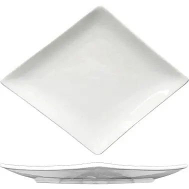 International Sleek Tableware Paragon Porcelain Diamond Plate 12" x 9-1/2", Bright White, Quantity: 24 pieces, P...