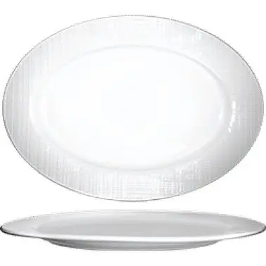 International Snap-On Tableware Dresden Porcelain Platter 14-1/8" x 9-7/8", Bright White, Quantity: 12 pieces, D...