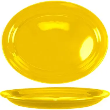 International Sustainable Tableware Cancun Stoneware Bright Yellow NR Platter 13-1/4", Yellow, Quantity: 12 pieces, C...