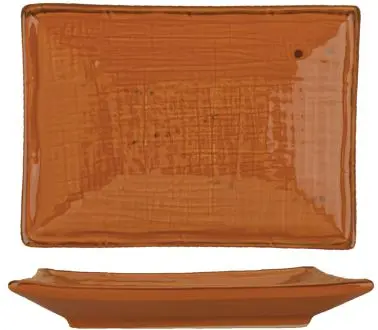 International Sustainable Tableware Savannah Stoneware Terra Rect Platter 6-3/4" x 4-3/4", Terracotta Jet Black ...