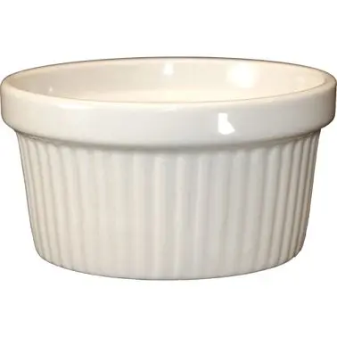 International Tableware Bakeware Stoneware Fluted Ramekin (4oz), American White (Ivory, Eggshell, Cream), Quantity: 36 pie...