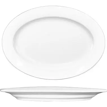 International Tableware Bristol Porcelain Oval Platter 13-1/2" x 9-3/4", Bright Snow White, Quantity: 12 pieces,...