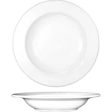 International Tableware Bristol Porcelain Rim Soup Bowl 9" (13oz), Bright Bright White, Quantity: 24 pieces, BL-3