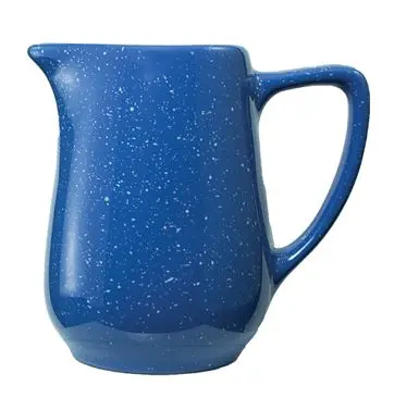 International Tableware Campfire Stoneware Blue Bright White Speckles Creamer (13oz), Blue White Speckles and Ebony Trim, ...