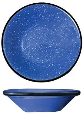 International Tableware Campfire Stoneware Blue White Speckles Fruit Bowl (5oz), Blue White Speckles and Ebony Trim, Quant...