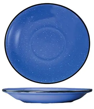 International Tableware Campfire Stoneware Blue White Speckles Saucer 6", Blue White Speckles and Onyx Trim, Quantity...