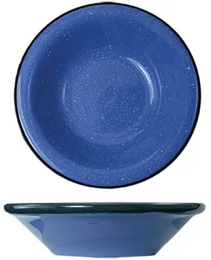 International Tableware Campfire Stoneware Blue Wht Speckles Grapefruit Bowl 13oz, Blue White Speckles and Black Trim, Qua...