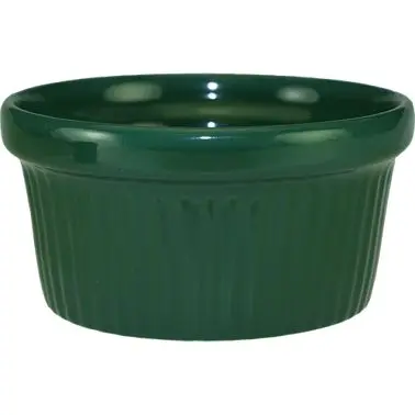 International Tableware Cancun Bakeware Stoneware Green Fluted Ramekin (3oz), Green, Quantity: 36 pieces, RAMF-3-G