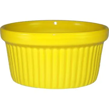 International Tableware Cancun Bakeware Stoneware Lemon Fluted Ramekin (4oz), Yellow, Quantity: 36 pieces, RAMF-4-Y