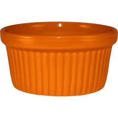 International Tableware Cancun Bakeware Stoneware Orange Fluted Ramekin (8oz), Orange, Quantity: 36 pieces, RAMF-10-O