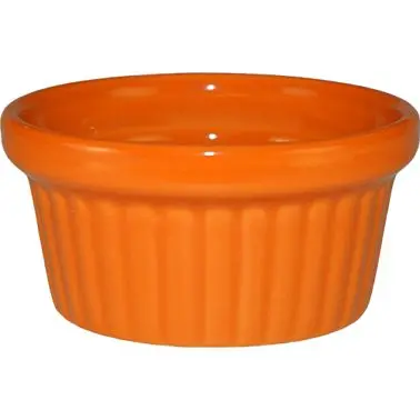 International Tableware Cancun Bakeware Stoneware Safety Orange Fluted Ramekin (2oz), Orange, Quantity: 36 pieces, RAMF-2-O