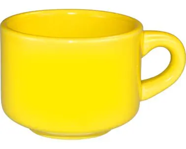 International Tableware Cancun Stoneware Canary Yellow Stacking Cup (7oz), Yellow, Quantity: 36 pieces, CA-23-Y