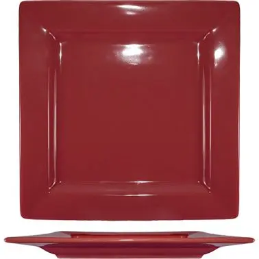International Tableware Elite Harvest Stoneware Rhubarb Square Plate 9-1/8", Rhubarb, Quantity: 12 pieces, EL-9-RH