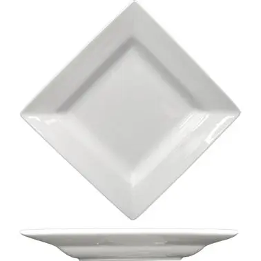 International Tableware Elite Porcelain Deep Square Plate 9-7/8", Bright Off-White, Quantity: 12 pieces, EL-210