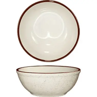 International Tableware Granada Stoneware Brown Nappie/Oatmeal (16oz), American White Brown Band and Speckles, Quantity: 3...