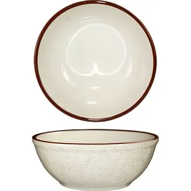 International Tableware Granada Stoneware Nappie/Oatmeal (13oz), American White Brown Band and Speckles, 5-5/8"D x 2&...