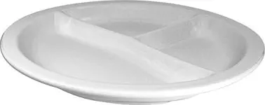 International Tableware Healthcare Porcelain Divided 3-Compartment Plate 9", Bright Off-White, Quantity: 12 pieces, D...