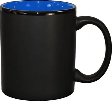 International Tableware Hilo Stoneware Blue /Black Matte out C-Handle Mug (11oz), Blue /Black Matte out, Quantity: 12 piec...