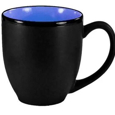 International Tableware Hilo Stoneware Cobalt /Onyx Matte out Bistro Cup (15oz), Blue /Black Matte out, Quantity: 12 piece...