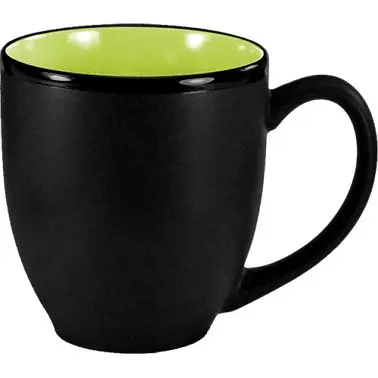 International Tableware Hilo Stoneware Green /Matte Black Matte out Bistro Cup (15oz), Rye Green /Black Matte out, Quantit...