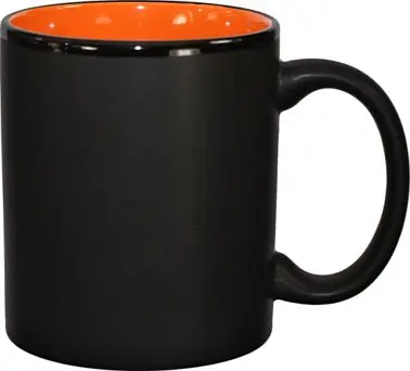 International Tableware Hilo Stoneware Orange /Black Matte out C-Handle Mug (11oz), Orange /Black Matte out, Quantity: 12 ...