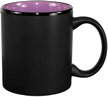 International Tableware Hilo Stoneware Violet/Onyx Matte out C-Handle Mug (11oz), Purple /Black Matte out, Quantity: 12 pi...