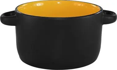 International Tableware Hilo Stoneware Yellow /Black Matte out Soup Bowl (11oz), Yellow /Black Matte out, Quantity: 12 pie...