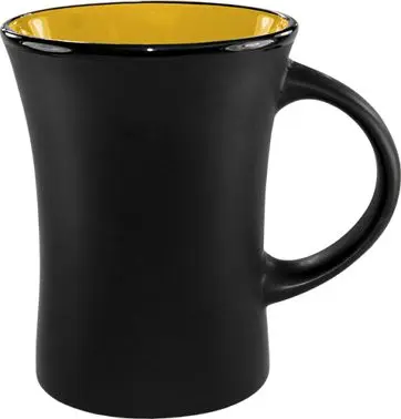 International Tableware Hilo Venturi Stoneware Yellow /Ebony Matte out Mug (9.5oz), Yellow /Black Matte out, Quantity: 12 ...
