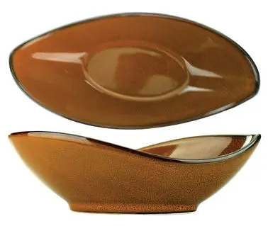 International Tableware Luna Stoneware Terracotta Bowl (7oz), Terracotta Carbon Black Trim and Speckles, Quantity: 24 piec...