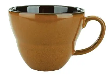 International Tableware Luna Stoneware Terracotta Cup (9oz), Terracotta Midnight Black Trim and Speckles, Quantity: 24 pie...