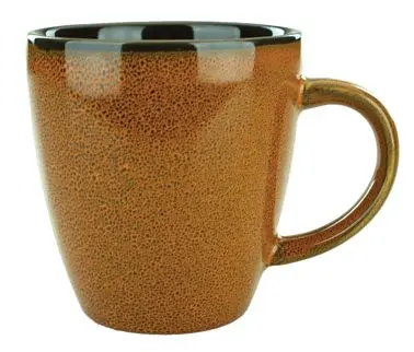 International Tableware Luna Stoneware Terracotta Endeavor Mug (14oz), Terracotta Black Trim and Speckles, Quantity: 36 pi...
