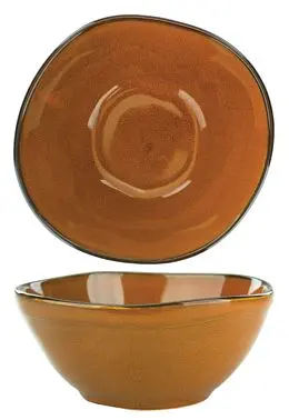 International Tableware Luna Stoneware Terracotta Nappie/Oatmeal Bowl (14oz), Terracotta Midnight Black Trim and Speckles,...