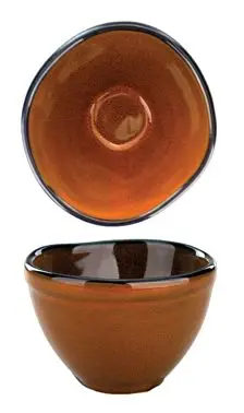 International Tableware Luna Stoneware Terracotta Sauce Dish (3oz), Terracotta Carbon Black Trim and Speckles, Quantity: 3...