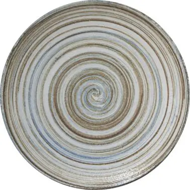 International Tableware Moroccan Porcelain Cream Blue & Chocolate Plate 8", Cream Soft Blue & Brown Swirls, Q...