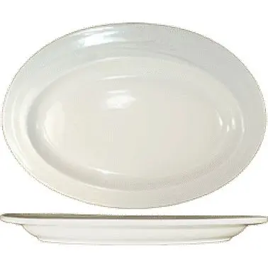 International Tableware Newport Stoneware Entrée Platter 14-1/2" x 10-1/8", American White (Ivory, Eggshell, Cr...