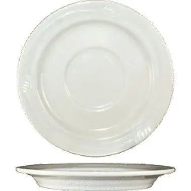International Tableware Newport Stoneware Saucer 5-3/8", American White (Ivory, Eggshell, Cream), Quantity: 36 pieces...