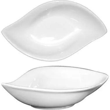 International Tableware Pacific Porcelain Leaf Bowl (4oz), Bright Off-White, Quantity: 24 pieces, FAW-718