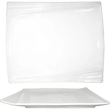 International Tableware Pacific Porcelain Rectangular Platter 14" x 10-1/2", Bright Snow White, Quantity: 6 piec...