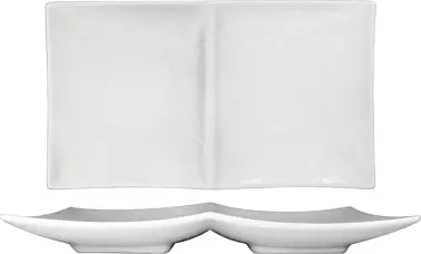 International Tableware Paragon Porcelain 2 Section Plate 9-3/4" x 5-7/8", Bright White, Quantity: 12 pieces, PA...