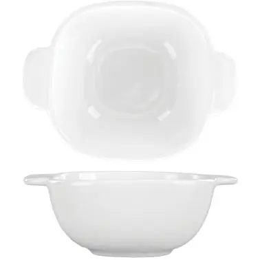 International Tableware Porcelain Bowl handles (6oz), Bright Cream, Quantity: 24 pieces, FA-600