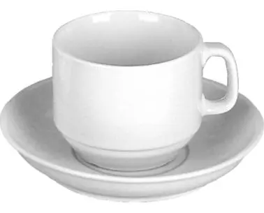 International Tableware Porcelain Cappuccino Cup & Saucer (6oz), European White (Off White), Quantity: 36 pieces, 8200...
