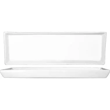 International Tableware Porcelain Ceramic Rectangular Tray 13-1/2" x 4-1/4", Bright Bright White, Quantity: 12 p...