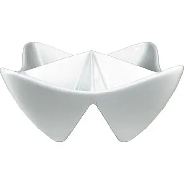 International Tableware Porcelain Four Divided Bowl (7oz), Bright White, Quantity: 12 pieces, FA-65
