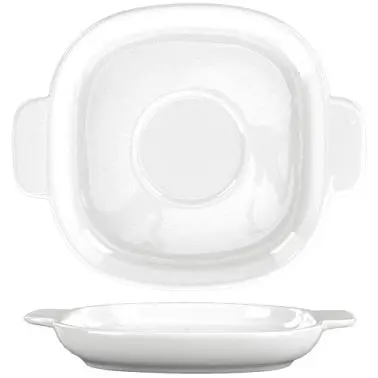 International Tableware Porcelain Handled Saucer 4-3/4", Bright Cream, Quantity: 36 pieces, FA-366